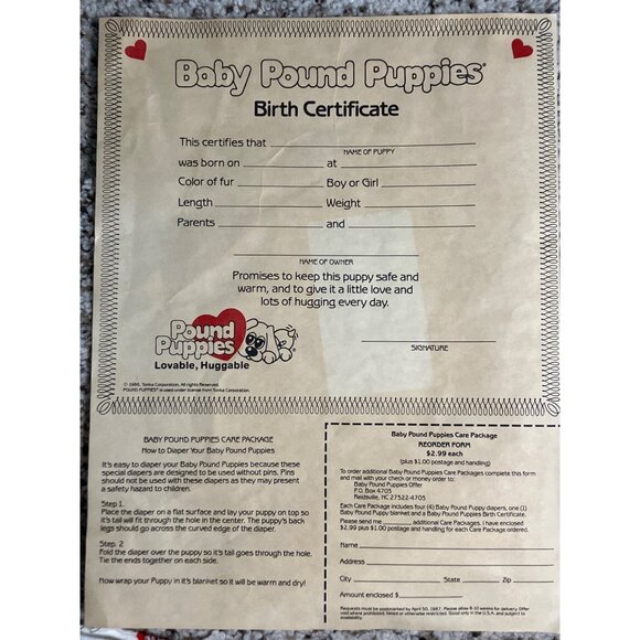 Pound Puppies Plush Toy 1986 Tonka Corp with Diaper and Blanket - Picture 7 of 16